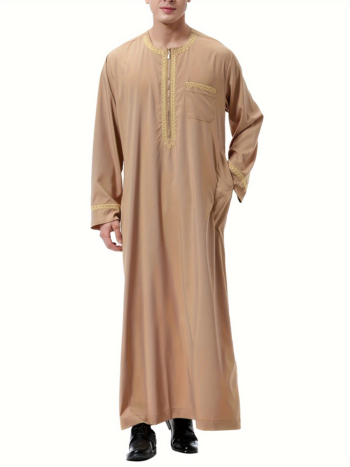 mens saudi arabic thobe jubba dishdasha long sleeve robe islamic dress ramadan muslim dress middle east islamic clothing details 0