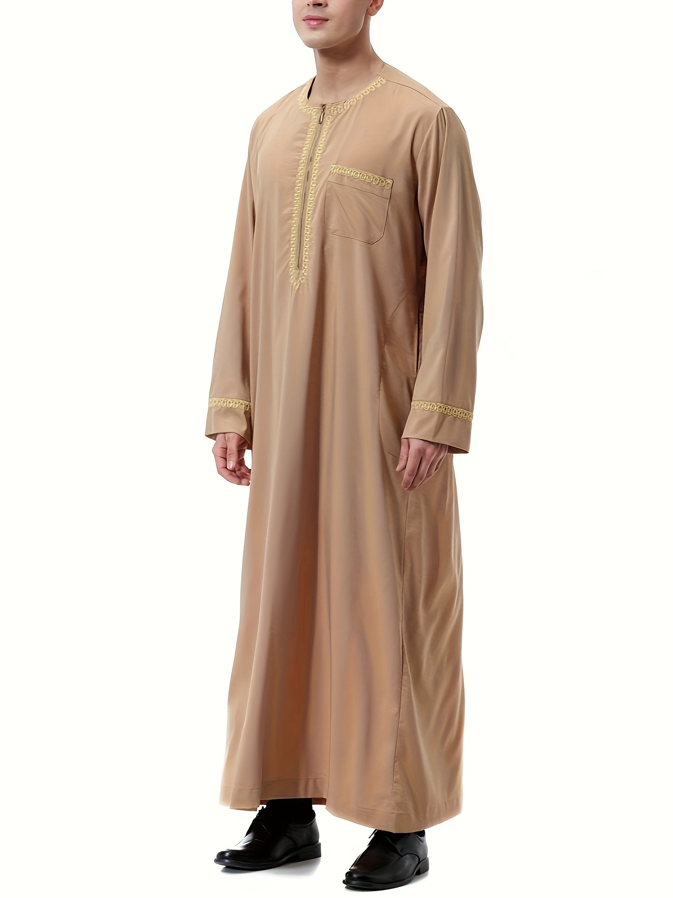 mens saudi arabic thobe jubba dishdasha long sleeve robe islamic dress ramadan muslim dress middle east islamic clothing details 2