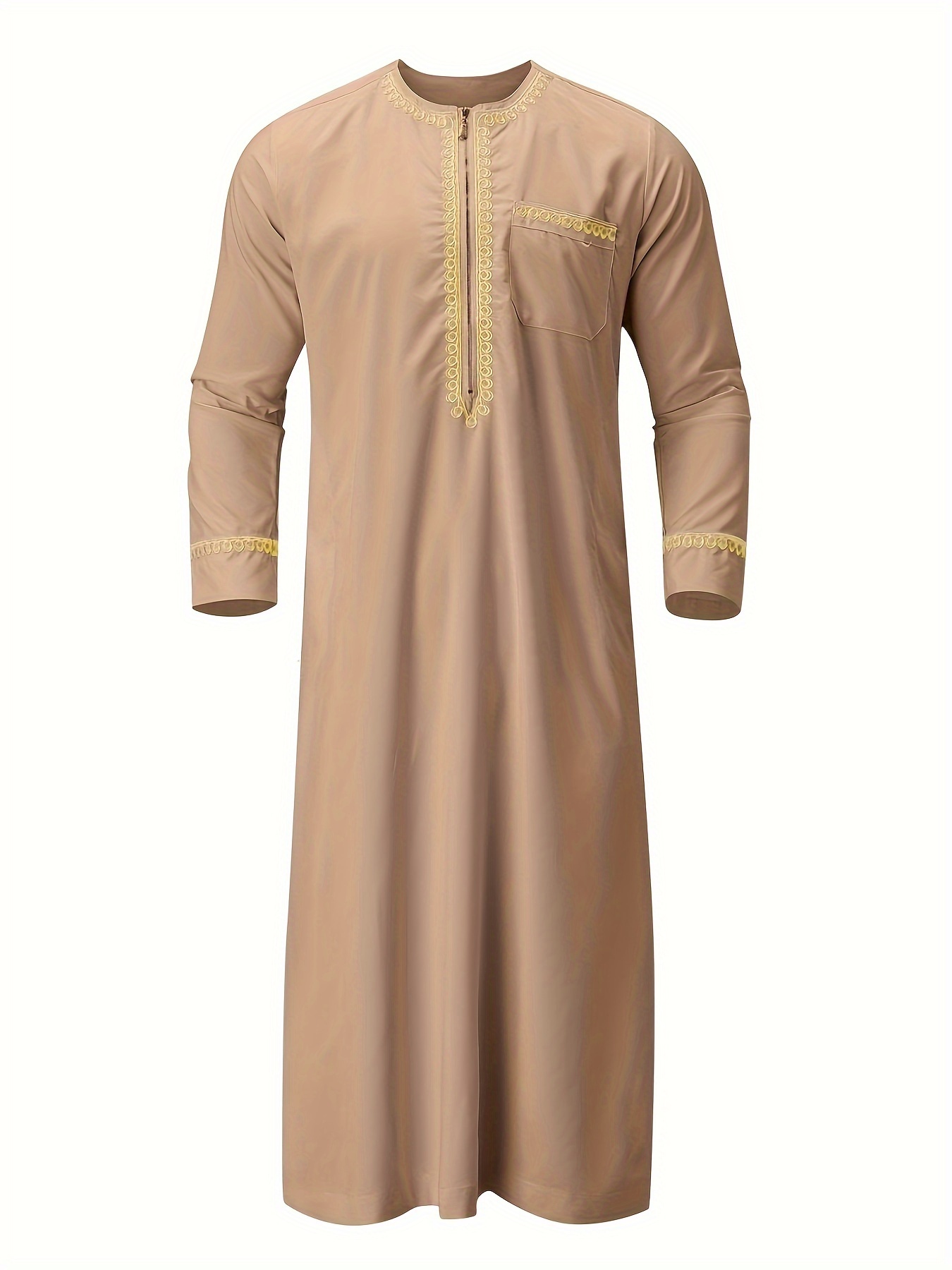 mens saudi arabic thobe jubba dishdasha long sleeve robe islamic dress ramadan muslim dress middle east islamic clothing details 4