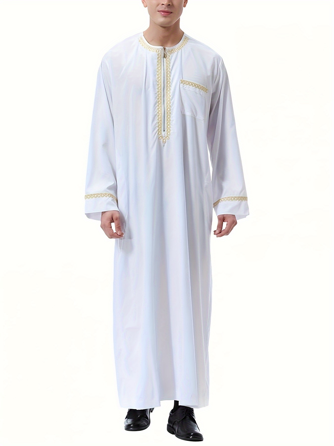 mens saudi arabic thobe jubba dishdasha long sleeve robe islamic dress ramadan muslim dress middle east islamic clothing details 5