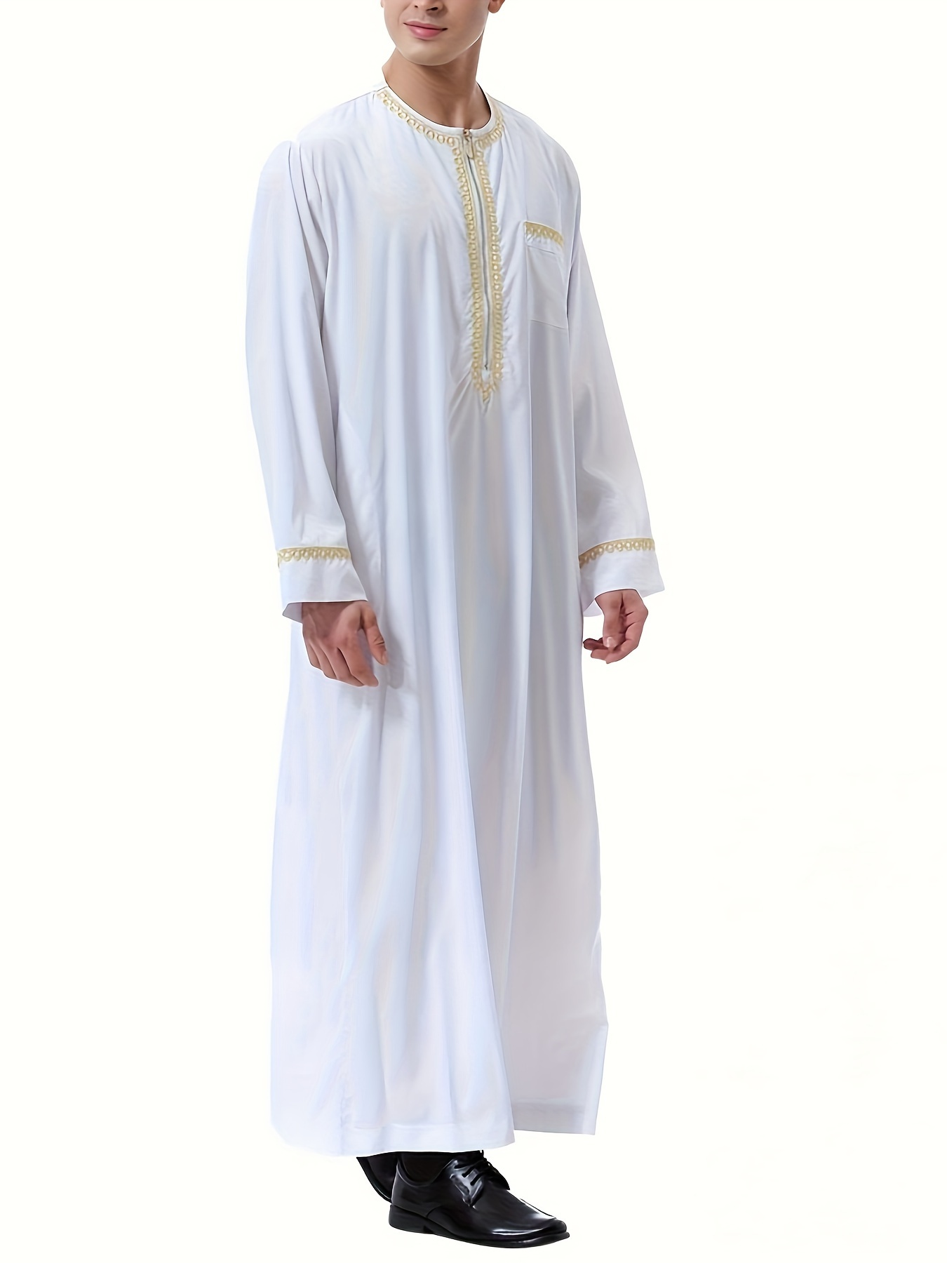 mens saudi arabic thobe jubba dishdasha long sleeve robe islamic dress ramadan muslim dress middle east islamic clothing details 7