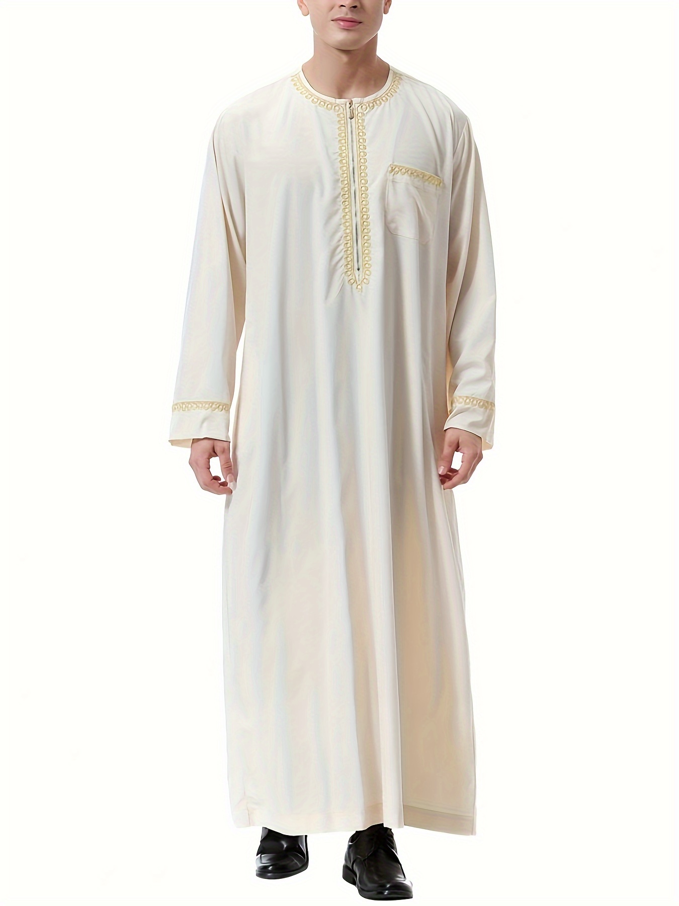 mens saudi arabic thobe jubba dishdasha long sleeve robe islamic dress ramadan muslim dress middle east islamic clothing details 10