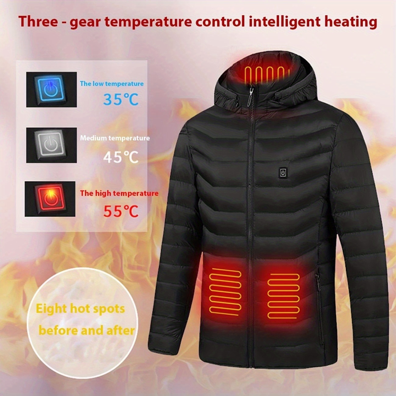 lightweight warm heating cotton padded coat casual zip up lightweight jacket coat for fall winter without battery and power bank details 1