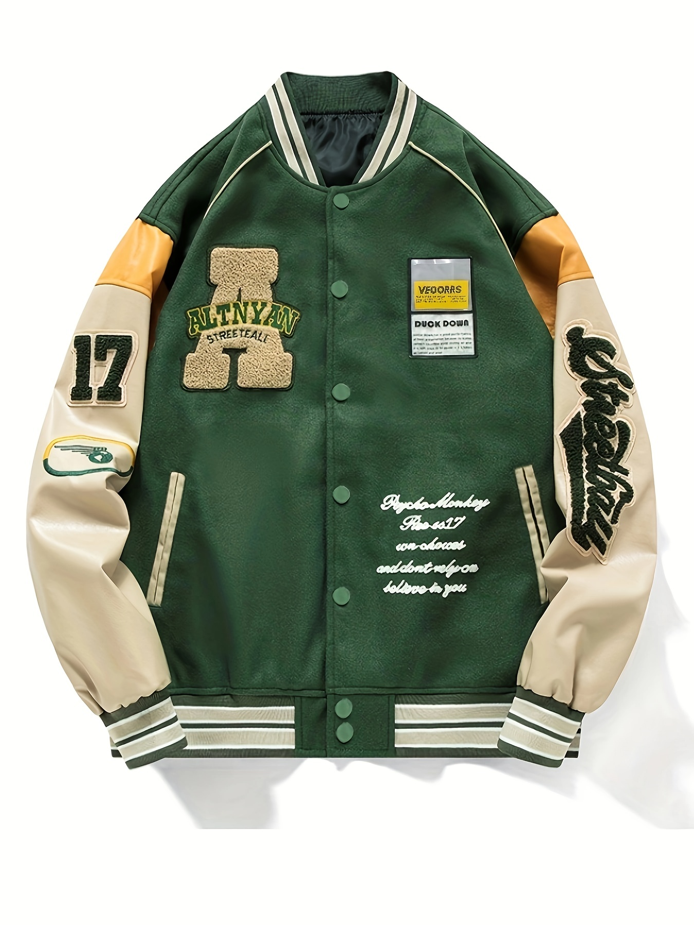 loose oversize vintage baseball jacket with embroidered letters print for men loose oversize jacket gifts best sellers details 23