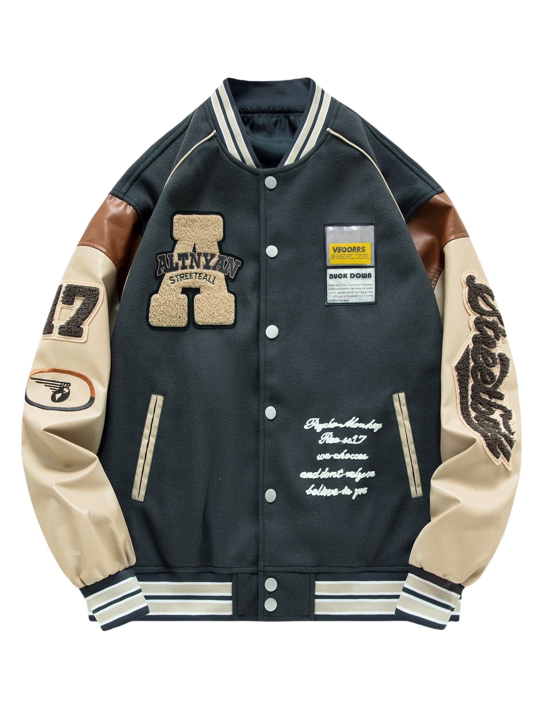 loose oversize vintage baseball jacket with embroidered letters print for men loose oversize jacket gifts best sellers details 35