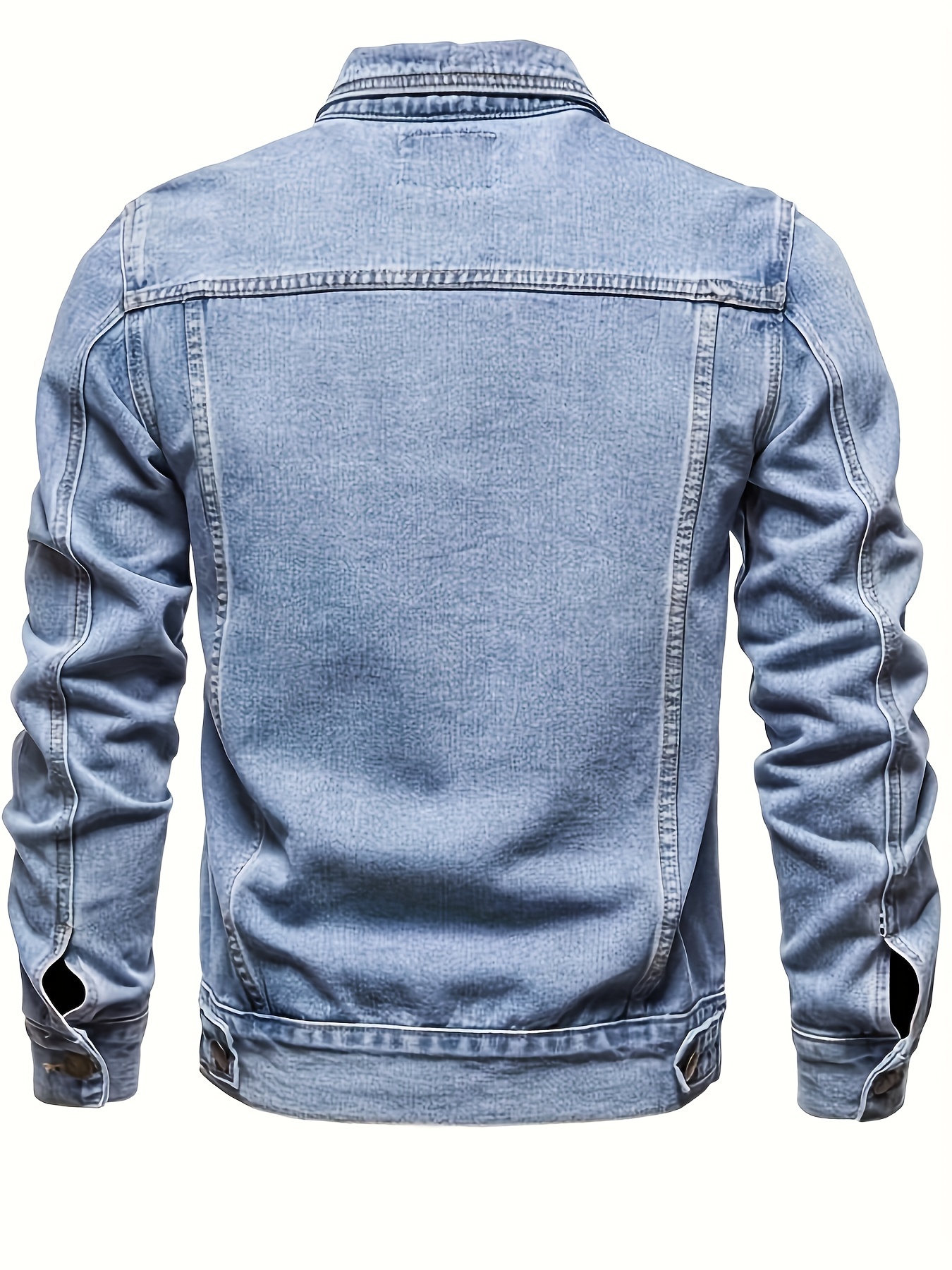 mens retro denim jacket casual street style multi pocket denim jacket details 1