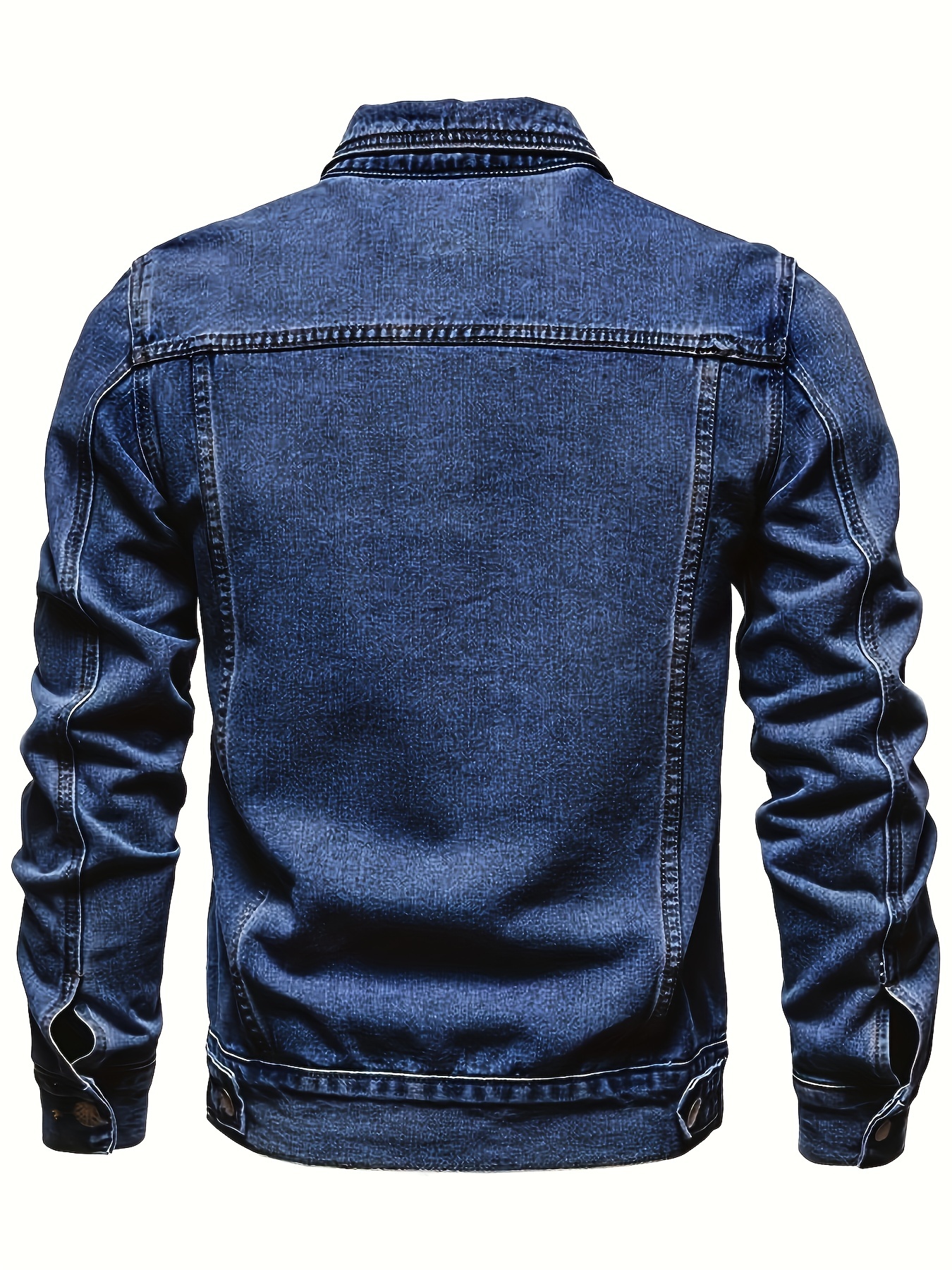 mens retro denim jacket casual street style multi pocket denim jacket details 10