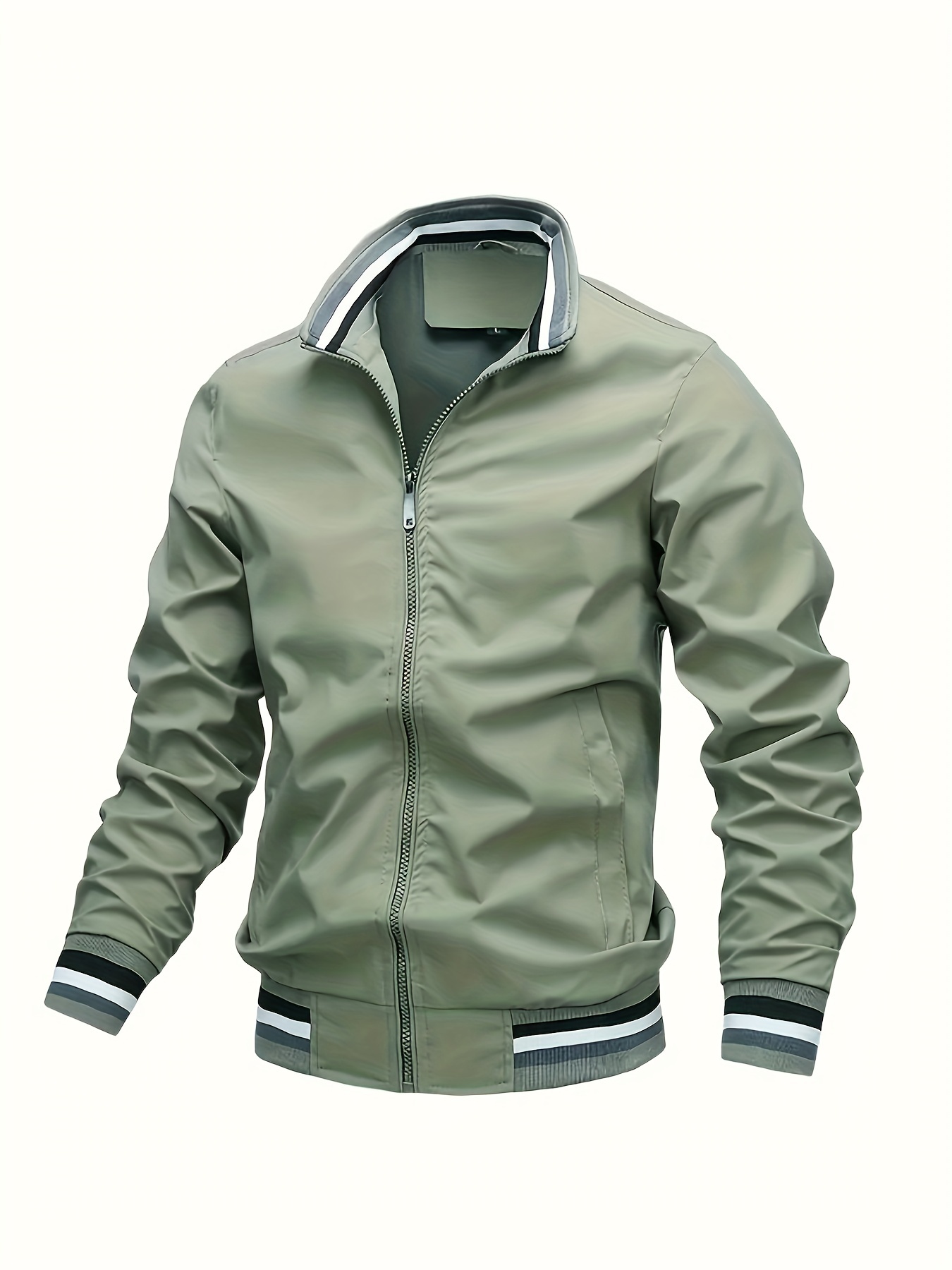 mens casual bomber jacket trendy windbreaker jacket for spring fall details 1