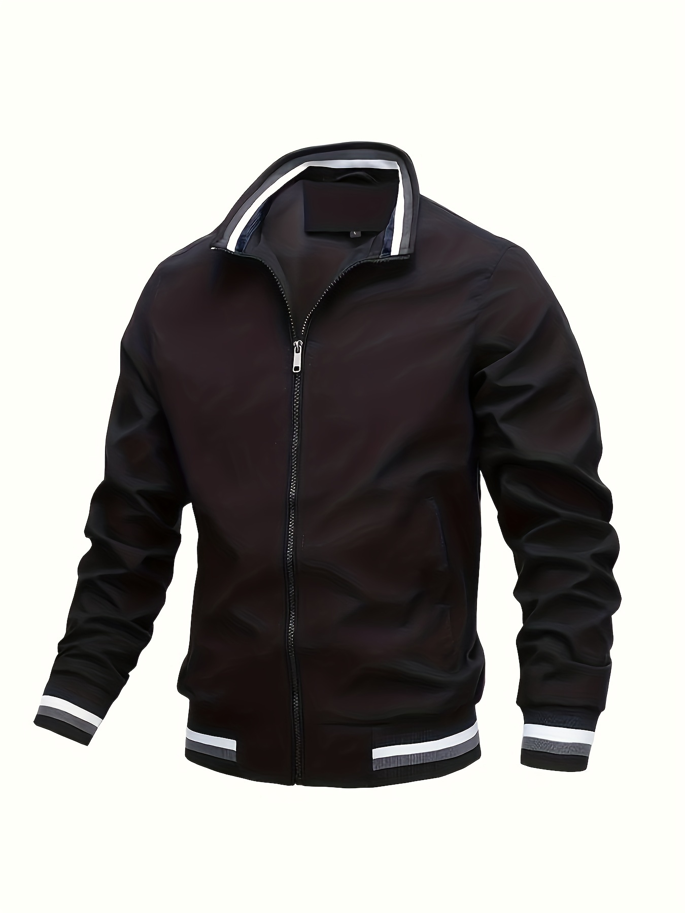 mens casual bomber jacket trendy windbreaker jacket for spring fall details 2