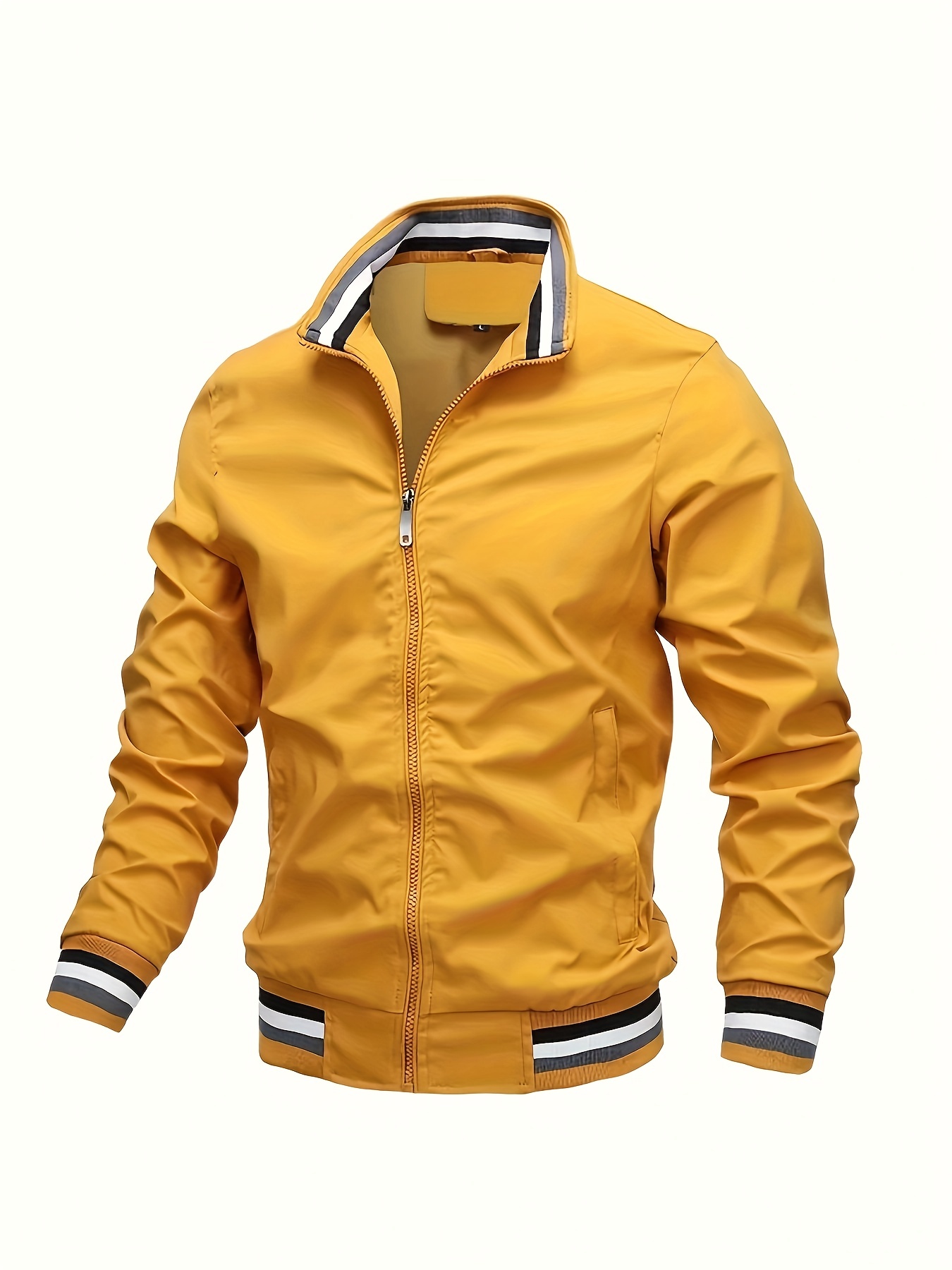 mens casual bomber jacket trendy windbreaker jacket for spring fall details 3