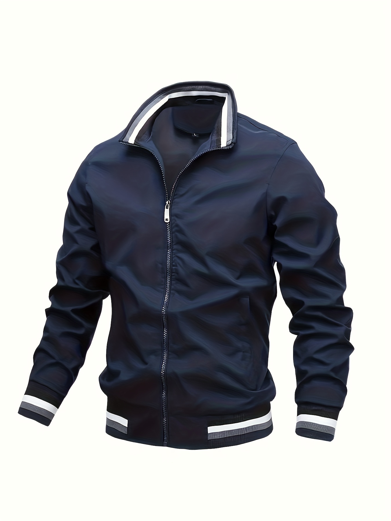 mens casual bomber jacket trendy windbreaker jacket for spring fall details 4