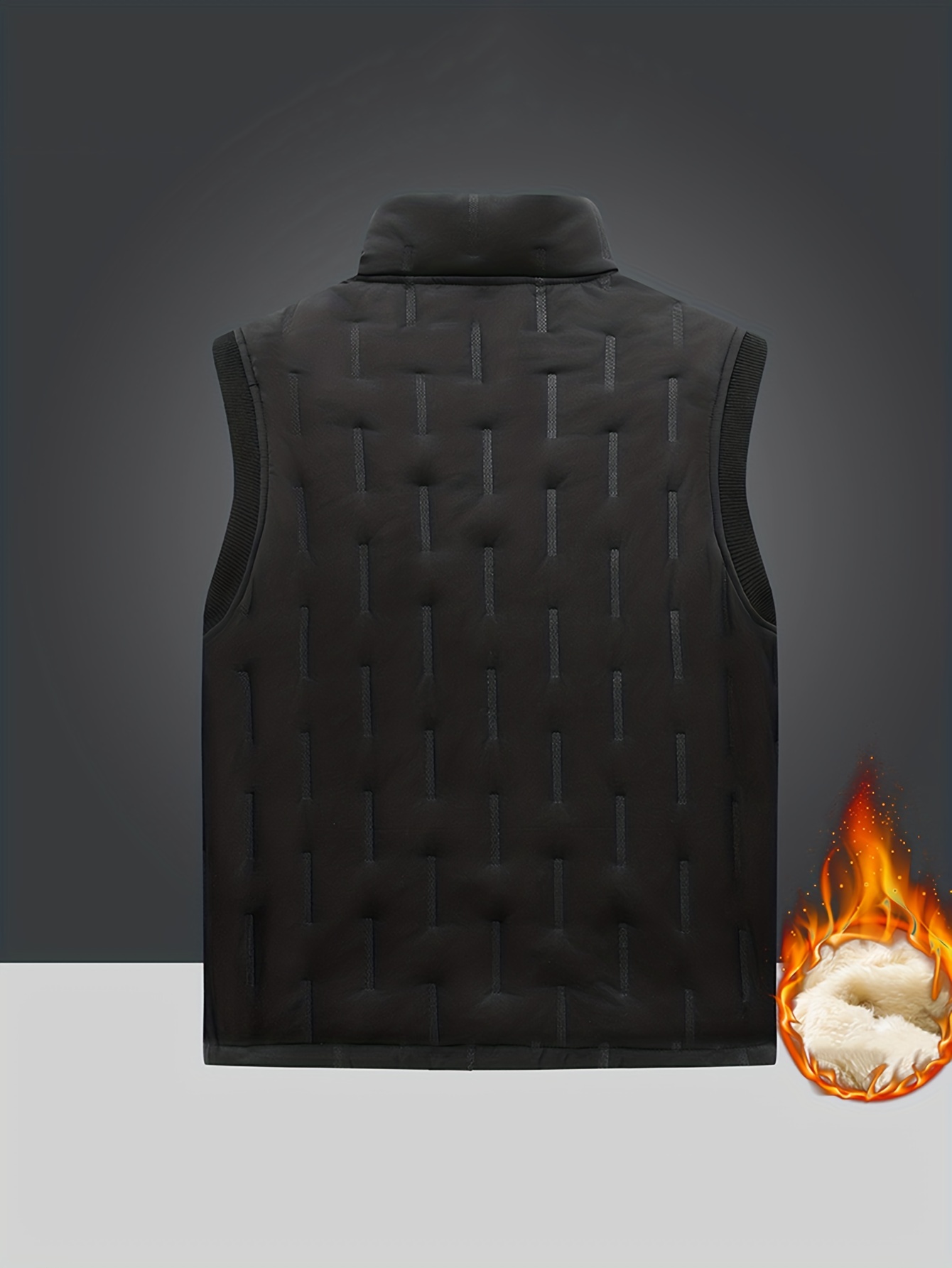 casual stand collar-mens warm fleece winter vest casual stand collar warm thick zipper pockets vest details 6