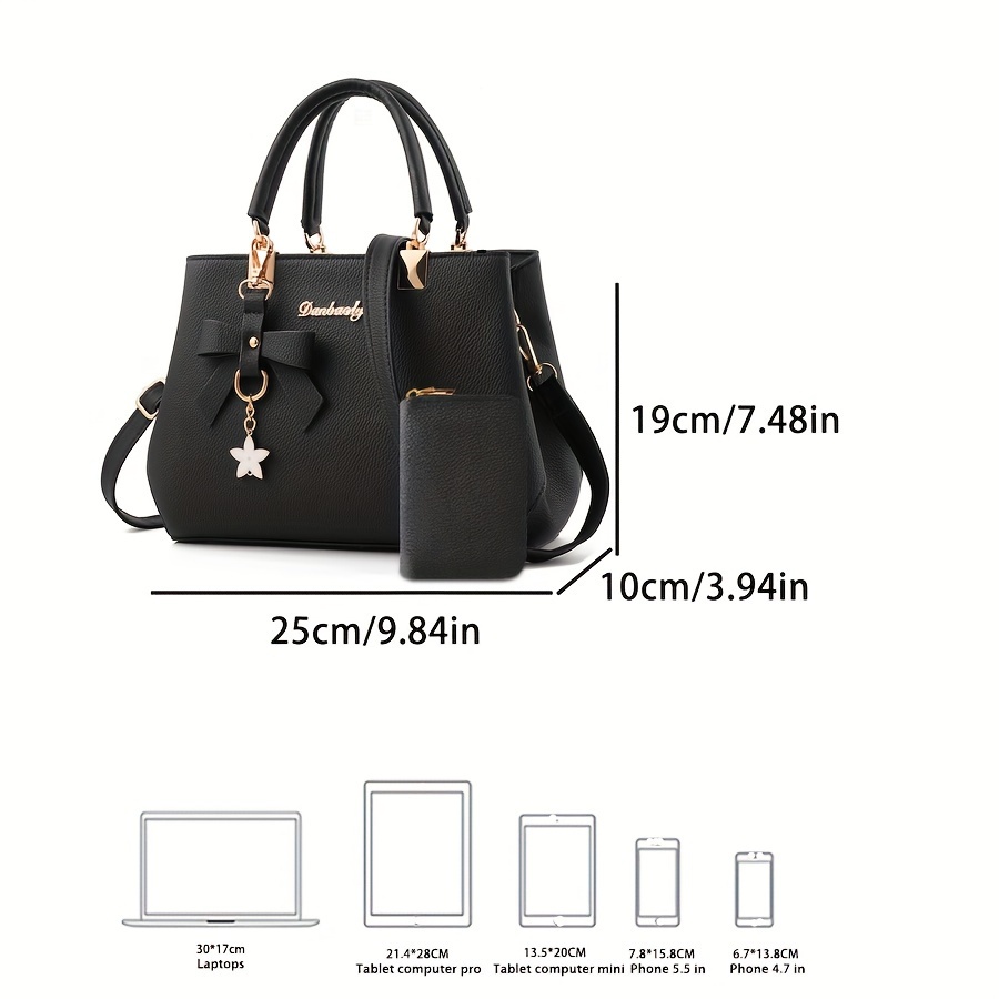 bow decor handbags for women trendy crossbody bag with coin purse top handle satchel purse for office details 2