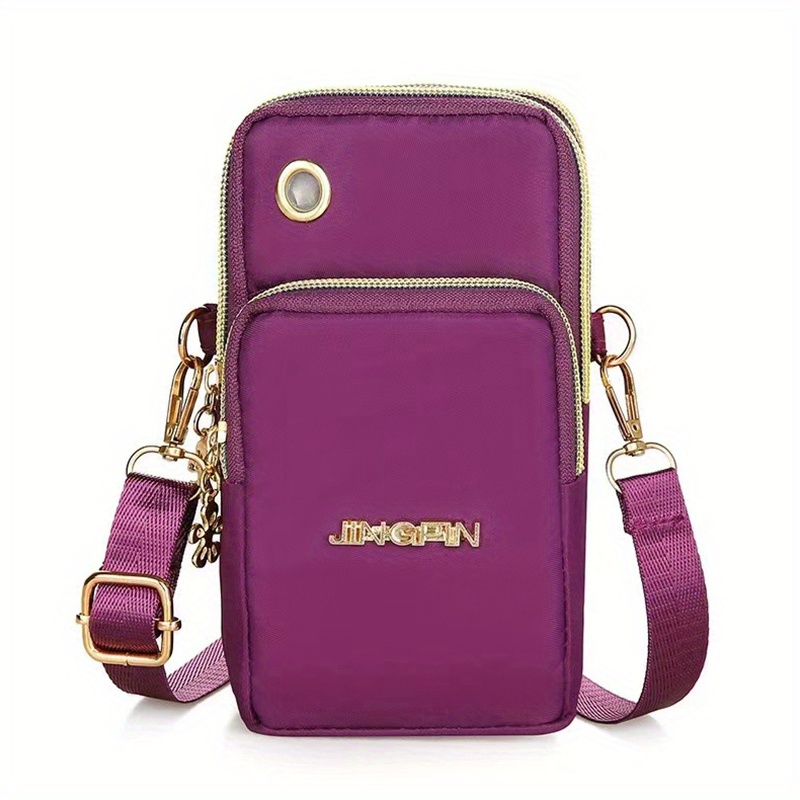 outdoor sports armband phone bag casual nylon crossbody bag running zipper purse with headphone hole details 1