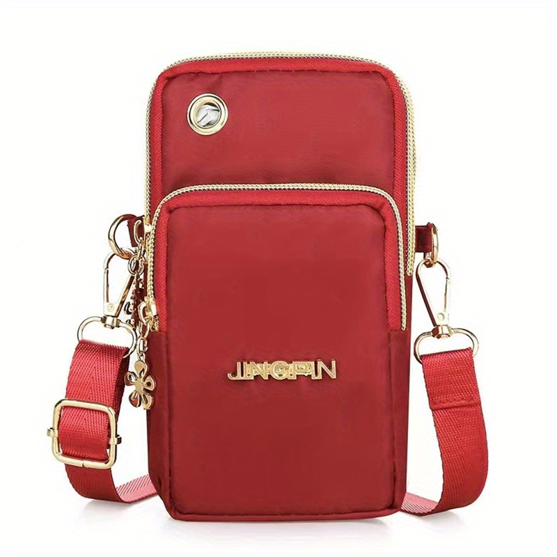 outdoor sports armband phone bag casual nylon crossbody bag running zipper purse with headphone hole details 3