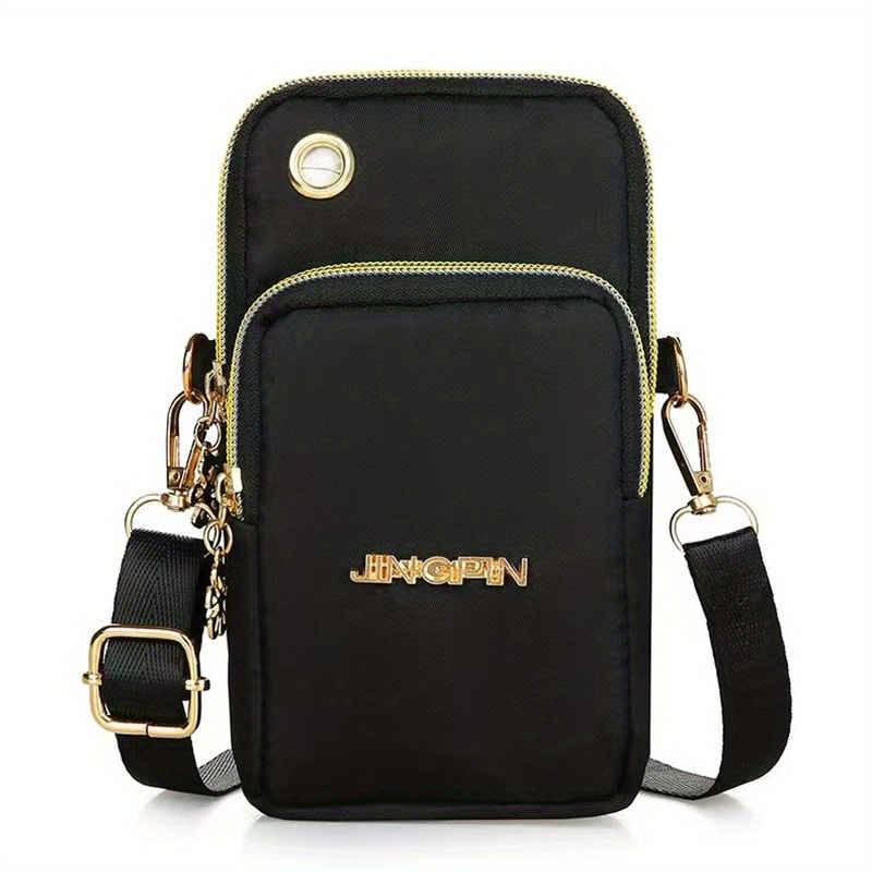 outdoor sports armband phone bag casual nylon crossbody bag running zipper purse with headphone hole details 4