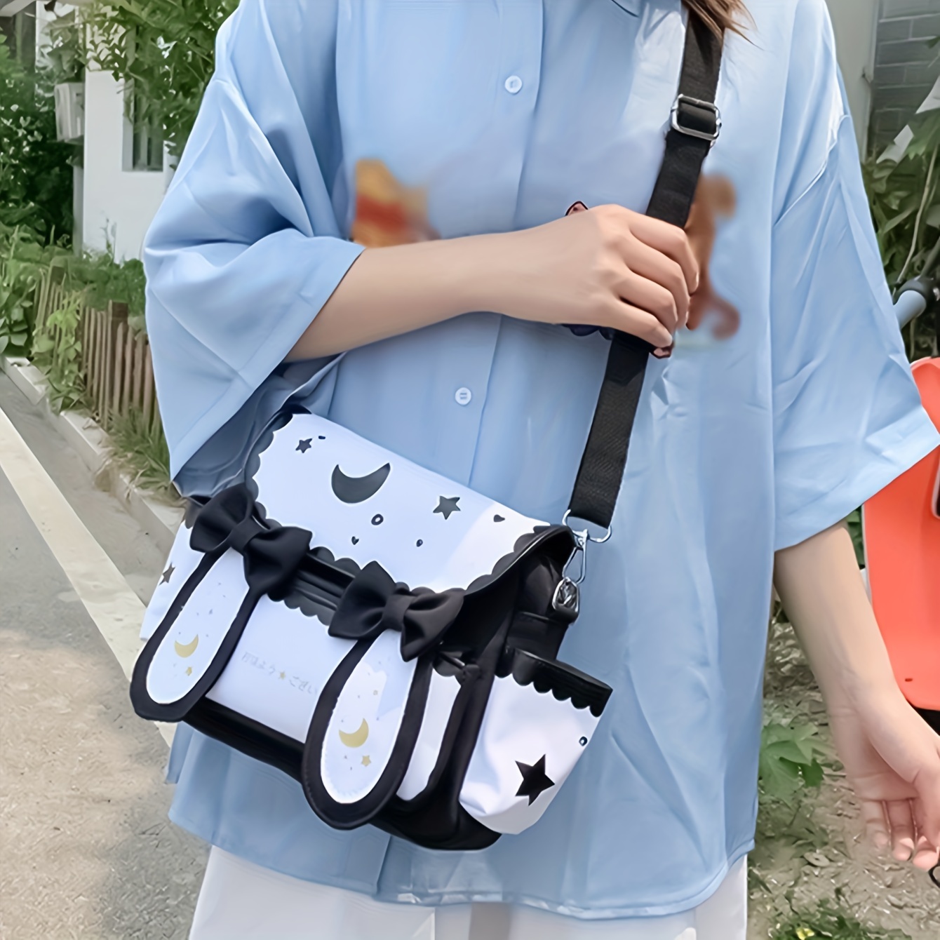 kawaii rabbit crossbody bag cute anime shoulder bag cartoon jk uniform handbag details 1