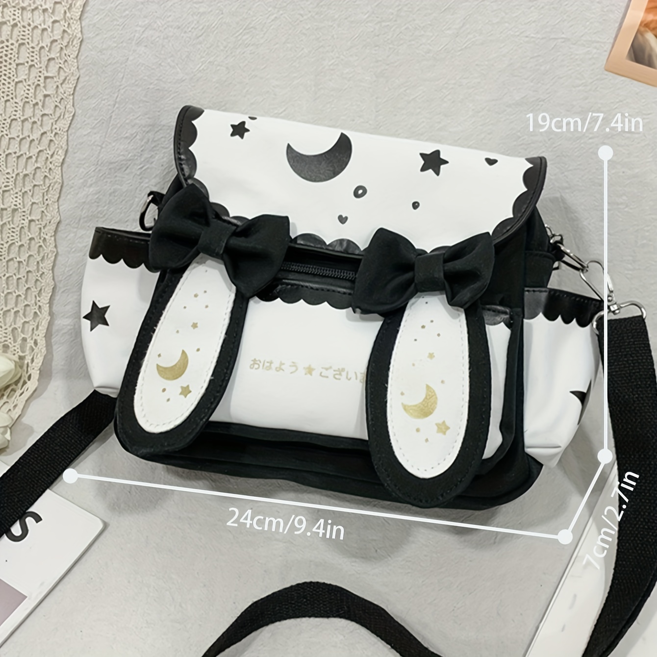 kawaii rabbit crossbody bag cute anime shoulder bag cartoon jk uniform handbag details 3