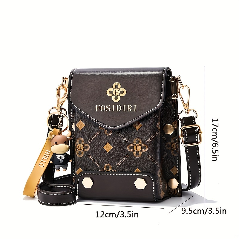 fashion small phone bag womens trendy faux leather flap crossbody bag with adjustable strap details 6