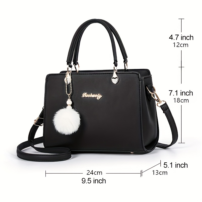 solid color crossbody bag for women fashion letter decor handbag double handle satchel purse details 0