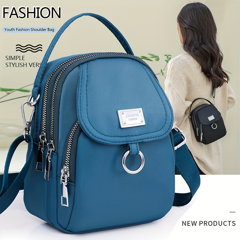 mini fashion crossbody bag solid color nylon shoulder bag womens casual handbag phone purse details 1