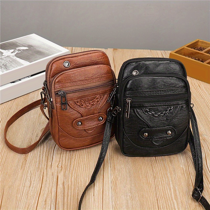 retro square crossbody phone bag solid color fashion coin purse womens daily versatile shoulder bag handbag details 2