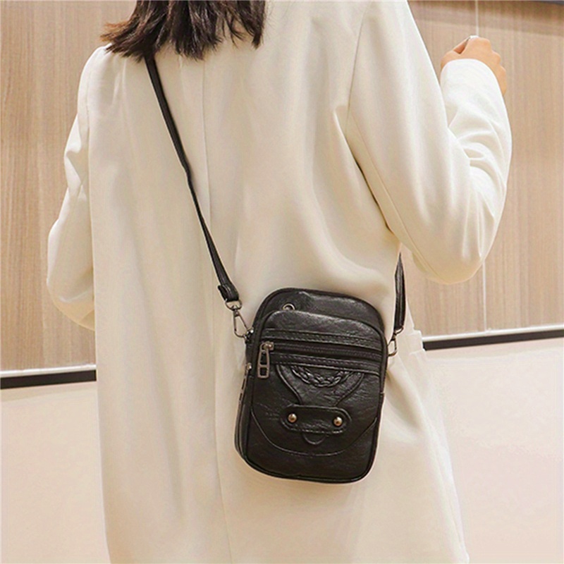 retro square crossbody phone bag solid color fashion coin purse womens daily versatile shoulder bag handbag details 3