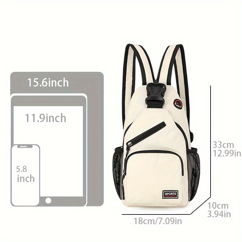 multi pockets sling backpack casual nylon crossbody bag travel hiking daypack with zipper strap details 5