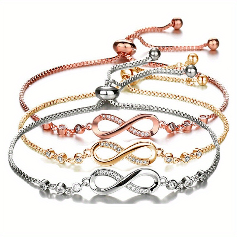 1pc geometric infinite 8 character bracelet men and womens simple and fashionable crystal adjustable bracelet hand decoration details 3