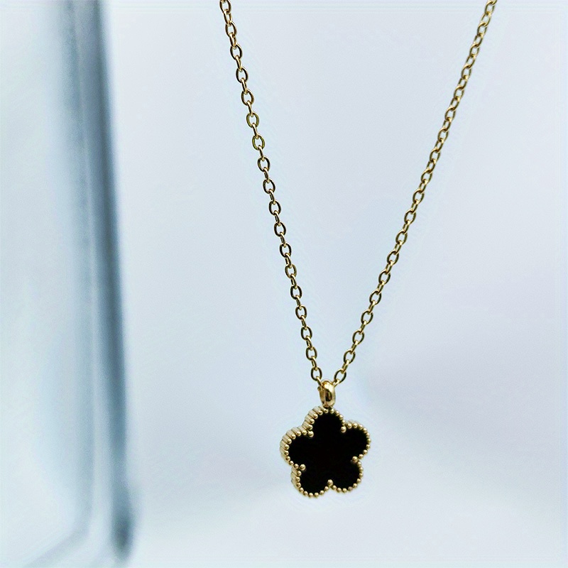 1pc stainless steel flower shell pendant necklace details 3