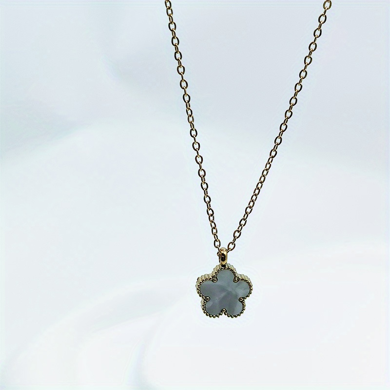 1pc stainless steel flower shell pendant necklace details 5