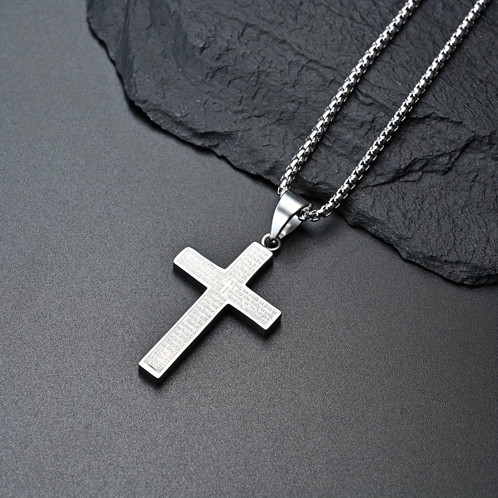 1pc multi color mens titanium steel carved cross pendant necklace mens and womens stainless steel cross pendant details 2