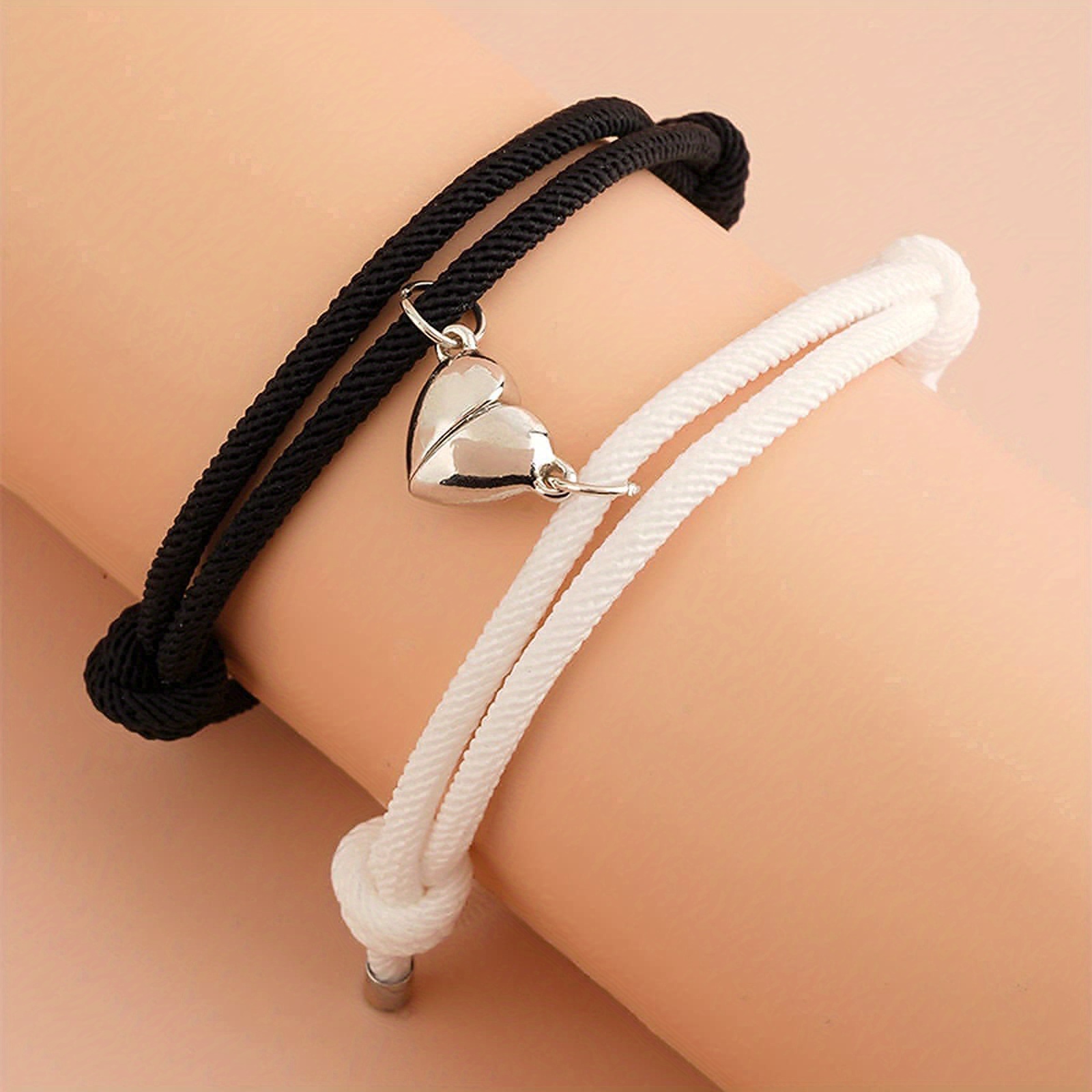 2pcs love heart shape magnet buckle bracelets for men and women couple bracelet sets accessories gift details 1