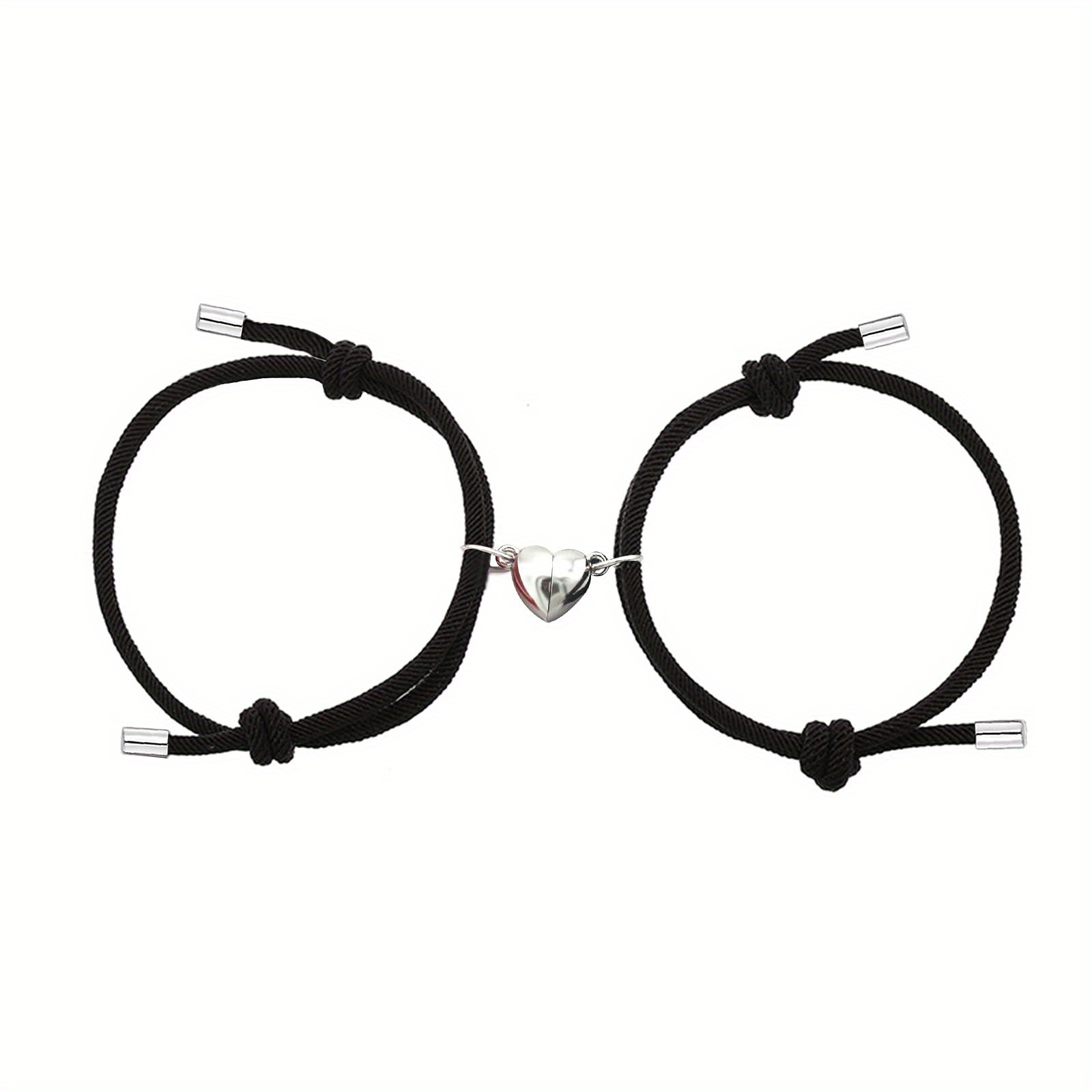 2pcs love heart shape magnet buckle bracelets for men and women couple bracelet sets accessories gift details 10