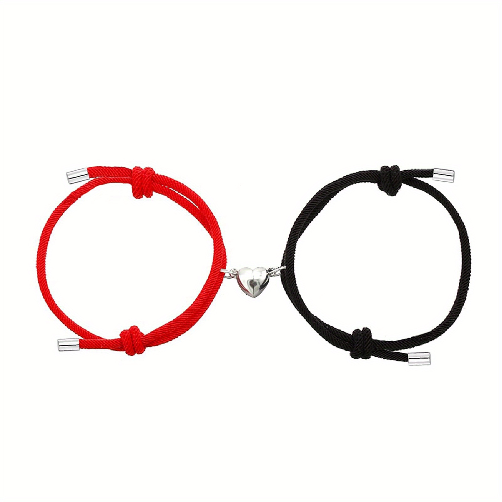 2pcs love heart shape magnet buckle bracelets for men and women couple bracelet sets accessories gift details 13