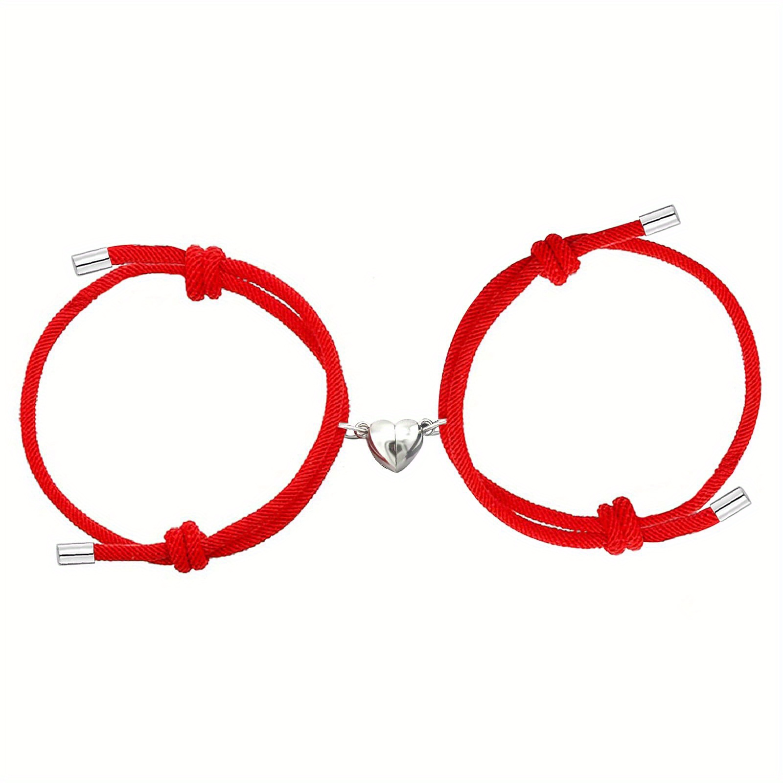 2pcs love heart shape magnet buckle bracelets for men and women couple bracelet sets accessories gift details 16