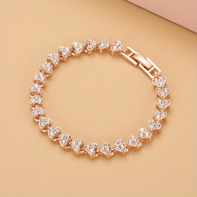 1pc exquisite crystal bracelet gift for men women wedding gift rose golden silvery chain bracelets jewelry details 1