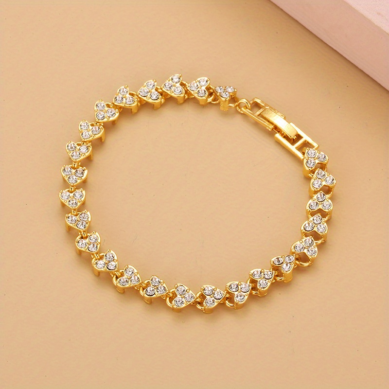 1pc exquisite crystal bracelet gift for men women wedding gift rose golden silvery chain bracelets jewelry details 2