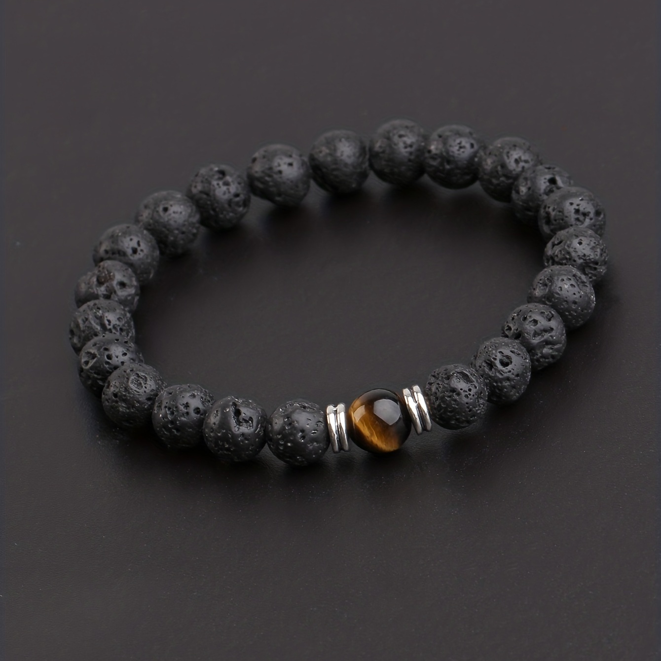 men lava stone-mens lava stone can drop essential oil bead bracelet details 0