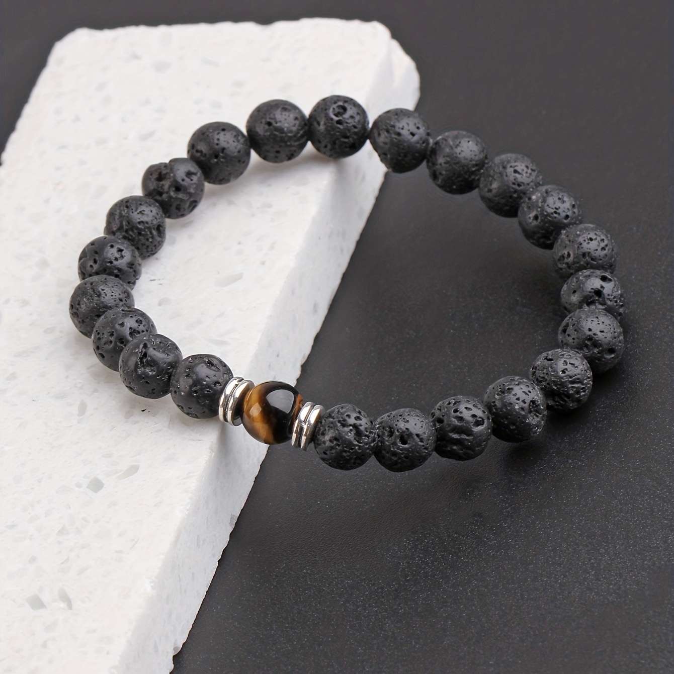 men lava stone-mens lava stone can drop essential oil bead bracelet details 3