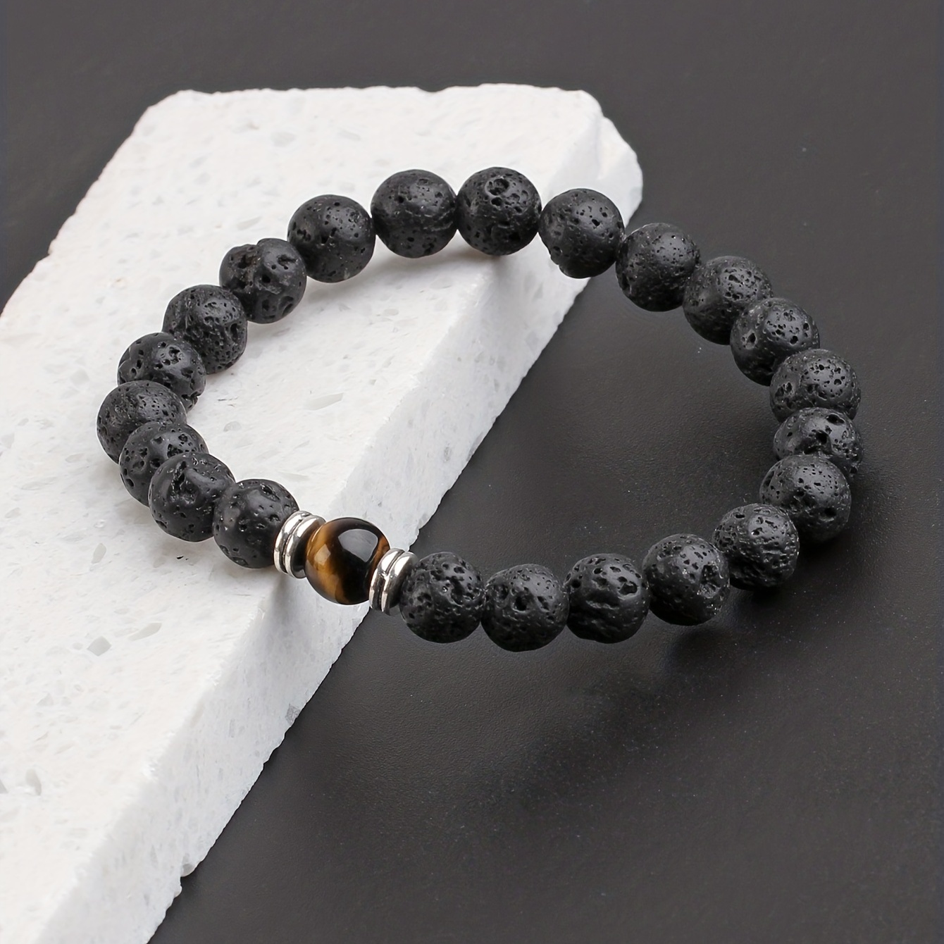 men lava stone-mens lava stone can drop essential oil bead bracelet details 4