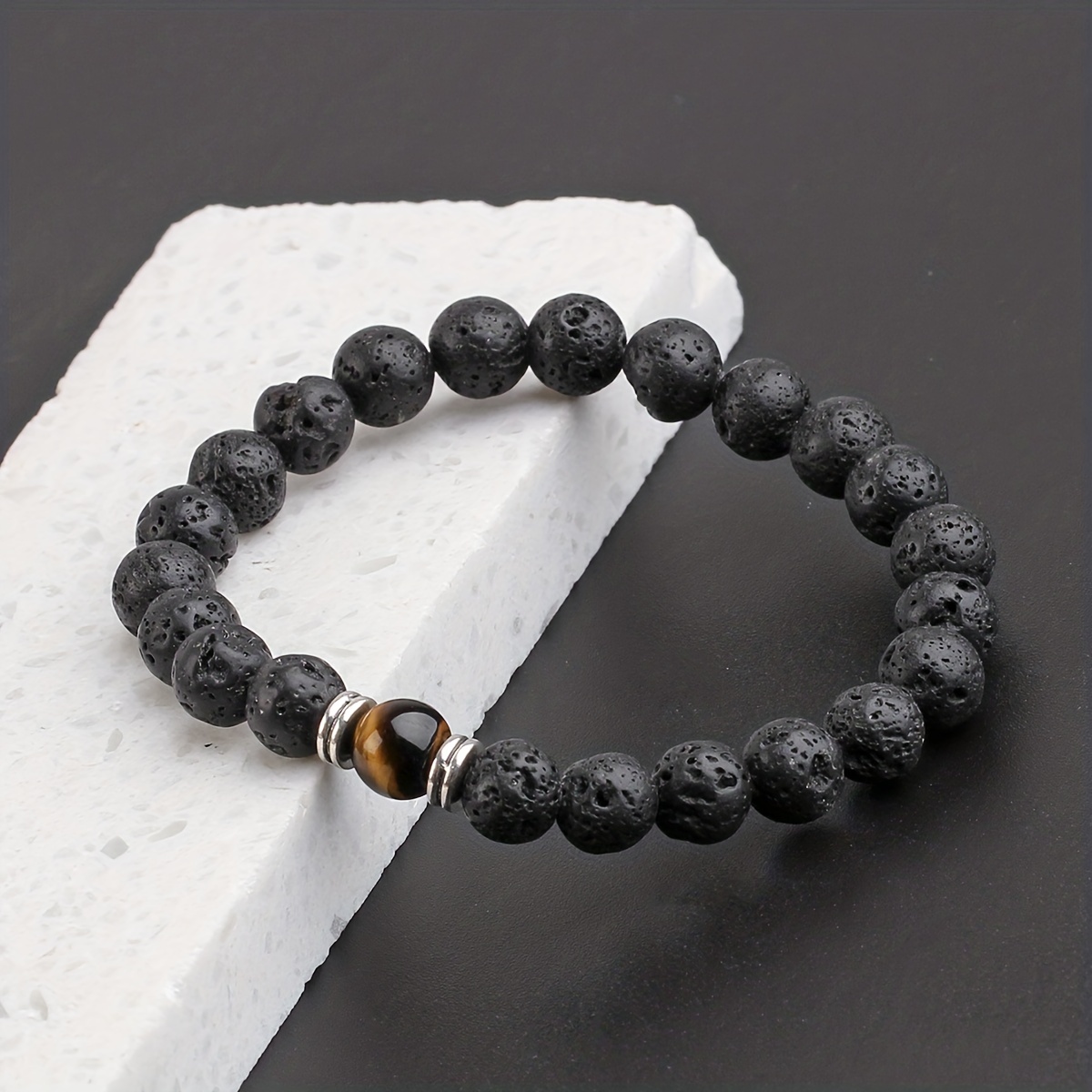 men lava stone-mens lava stone can drop essential oil bead bracelet details 5