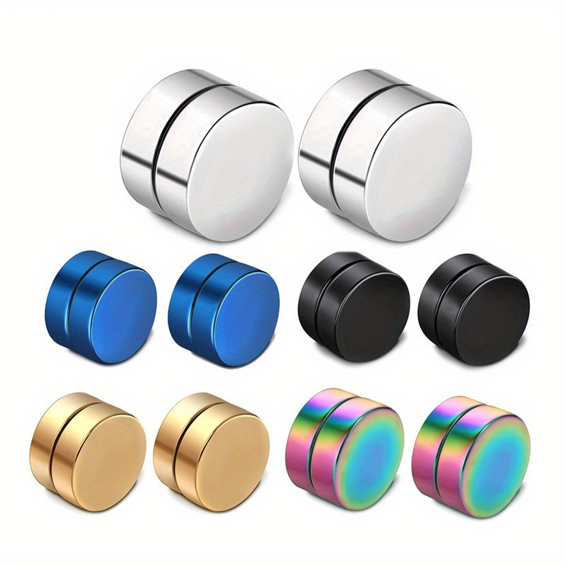 1pair of magnetic stainless steel non pierced earrings for men magnet clip earrings details 0