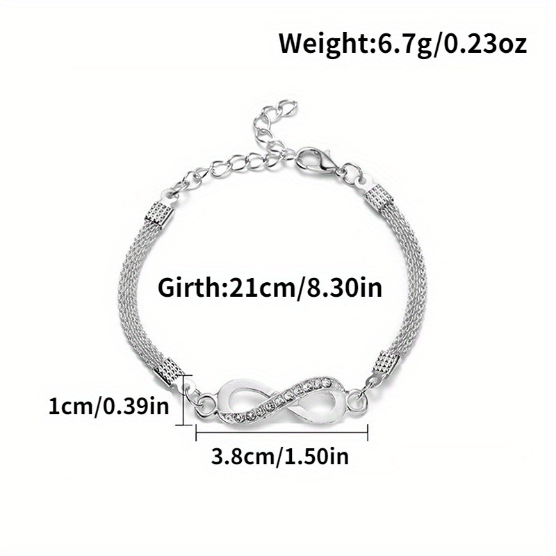 silvery rhinestone infinite bracelet 8 number cross pendant charm blange bracelets infinity bracelet jewelry details 1