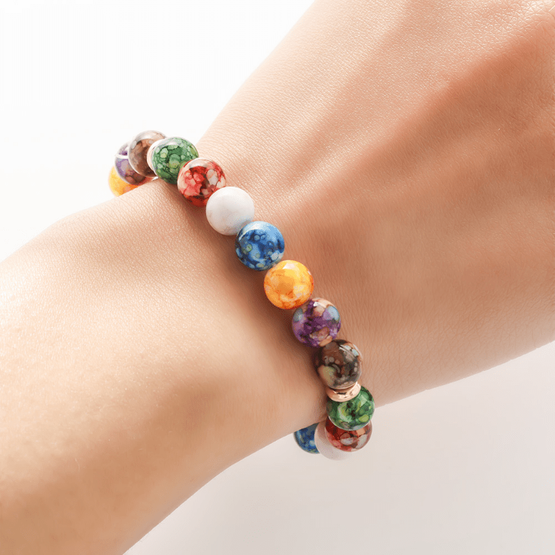 1pc 7 chakra reiki healing stone bracelet yoga balance energy imitate volcanic stone beads jewelry handmade diy beaded bracelets details 2