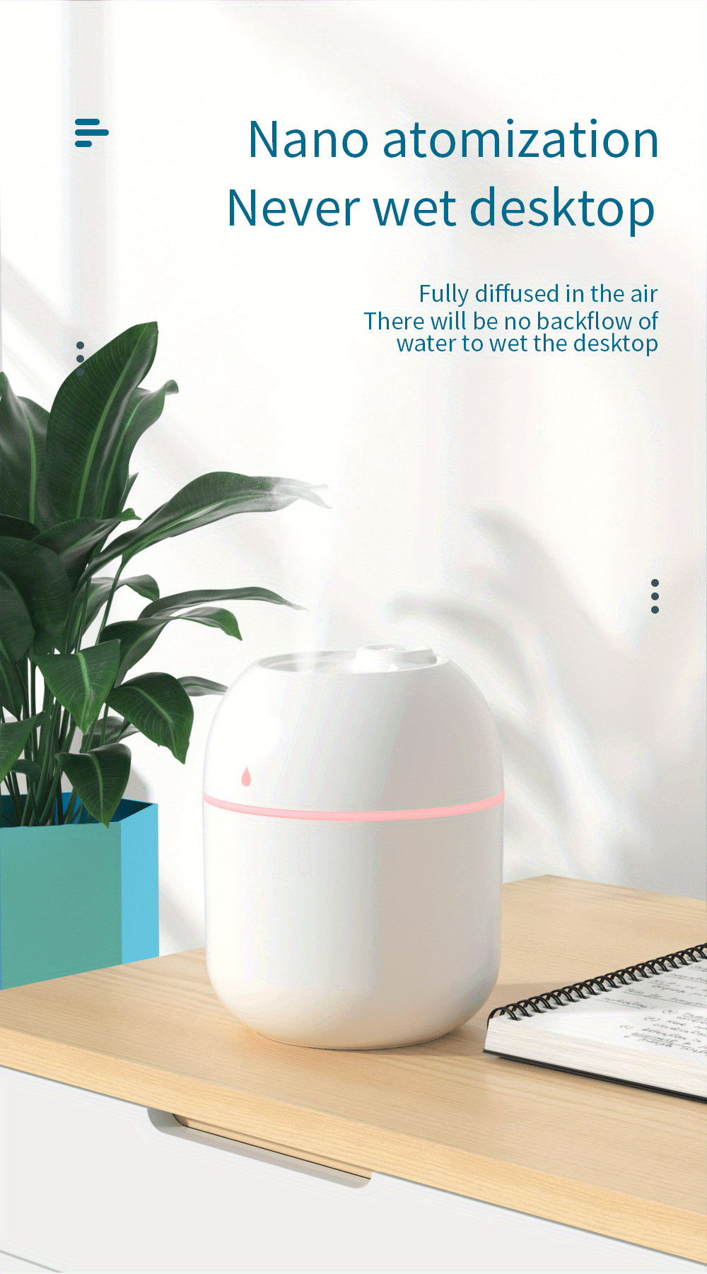 new home large fog volume humidifier office bedroom mini small color light desktop air purifier mute details 3