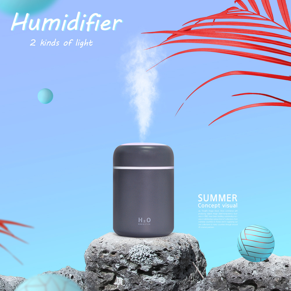 300ml usb desktop humidifier with auto shut off night light quiet ultrasonic aroma diffuser for plants office car and baby room details 0