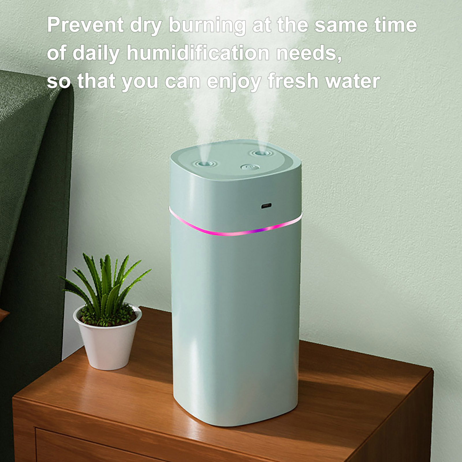 portable mist humidifier 600ml small desk cool mini humidifier with colorful night light usb personal desktop humidifiers for office bedroom travel plants auto shut off dual humidification mode super quiet details 1