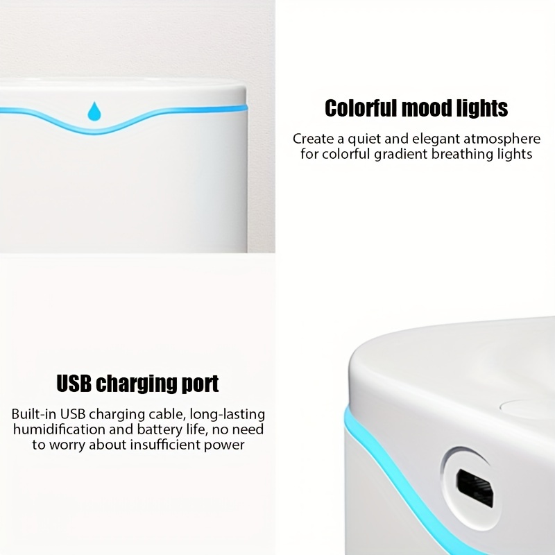 portable cool mist humidifier with 2 mist modes 7 color light and auto shut off perfect for travel home and bedroom details 8