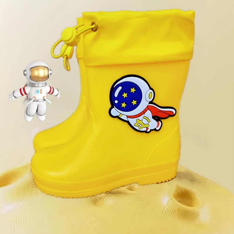 boys trendy cartoon astronaut pattern rain boots comfy non slip casual waterproof shoes for kids outdoor activities details 5